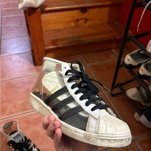 Adidas Transparent Panel Sneakers with Black Stripes